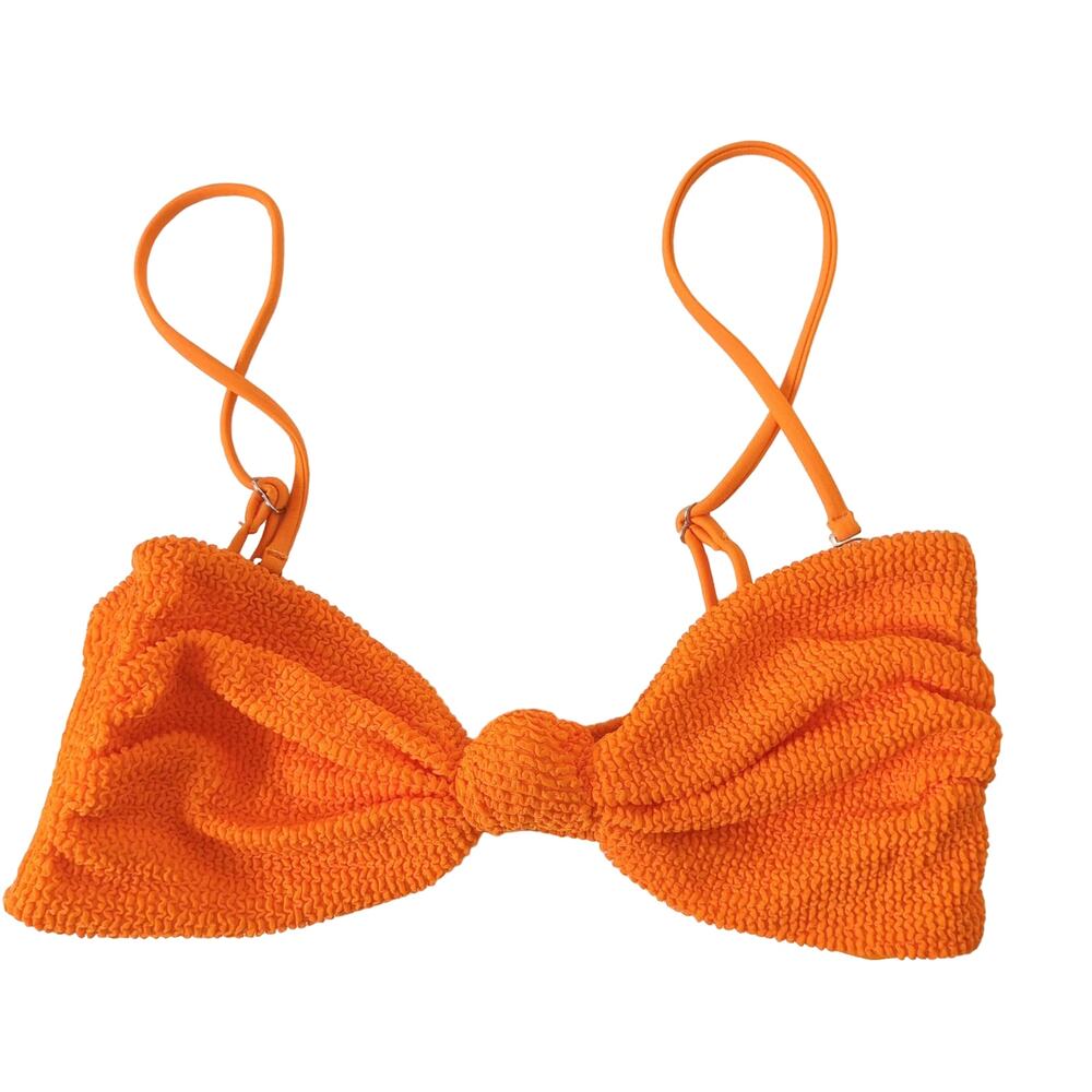 Inc. Swim It's Now Cool Swimwear Orange Bikini‎ Top Crimped Tangerine Bandeau XS